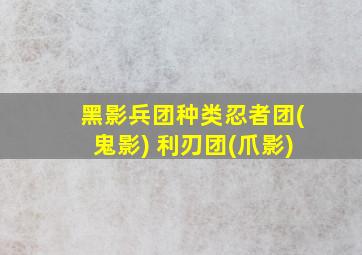 黑影兵团种类忍者团(鬼影) 利刃团(爪影)